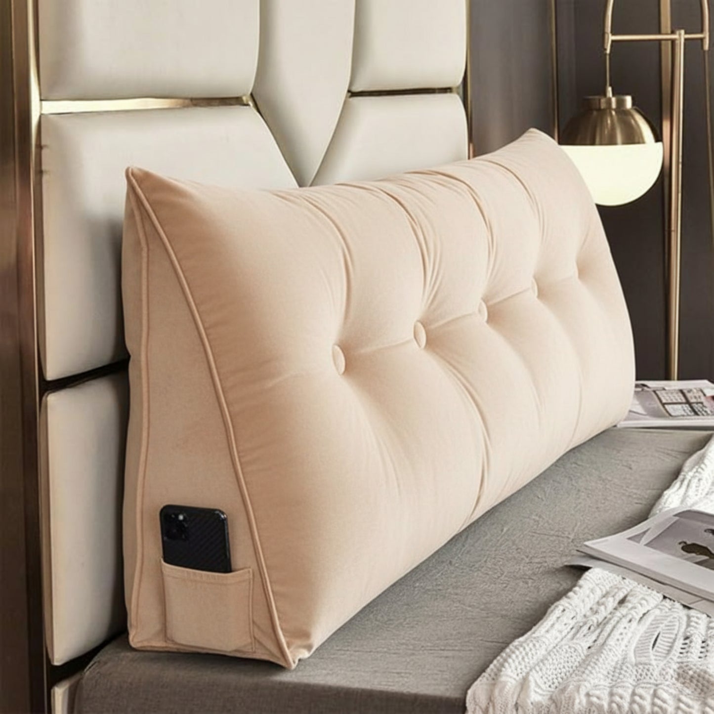 Slumblr® Large Triangle Headboard Pillow Ergonomic Wedge Backrest