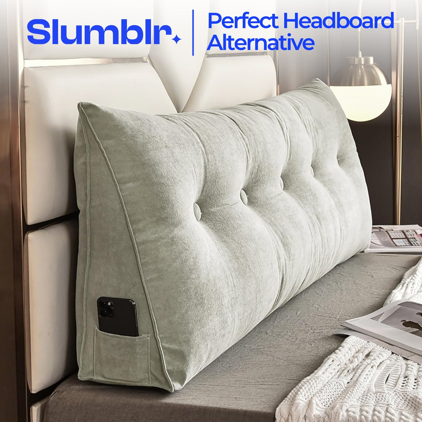 Slumblr® Large Triangle Headboard Pillow Ergonomic Wedge Backrest