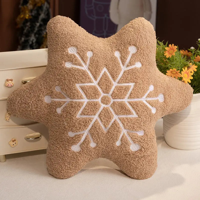 36CM Christmas Gingerbread Man Snowflake House Plush Pillow Toys Biscuit Peluche Stuffed Cookie Soft Doll Room Decoration Gifts