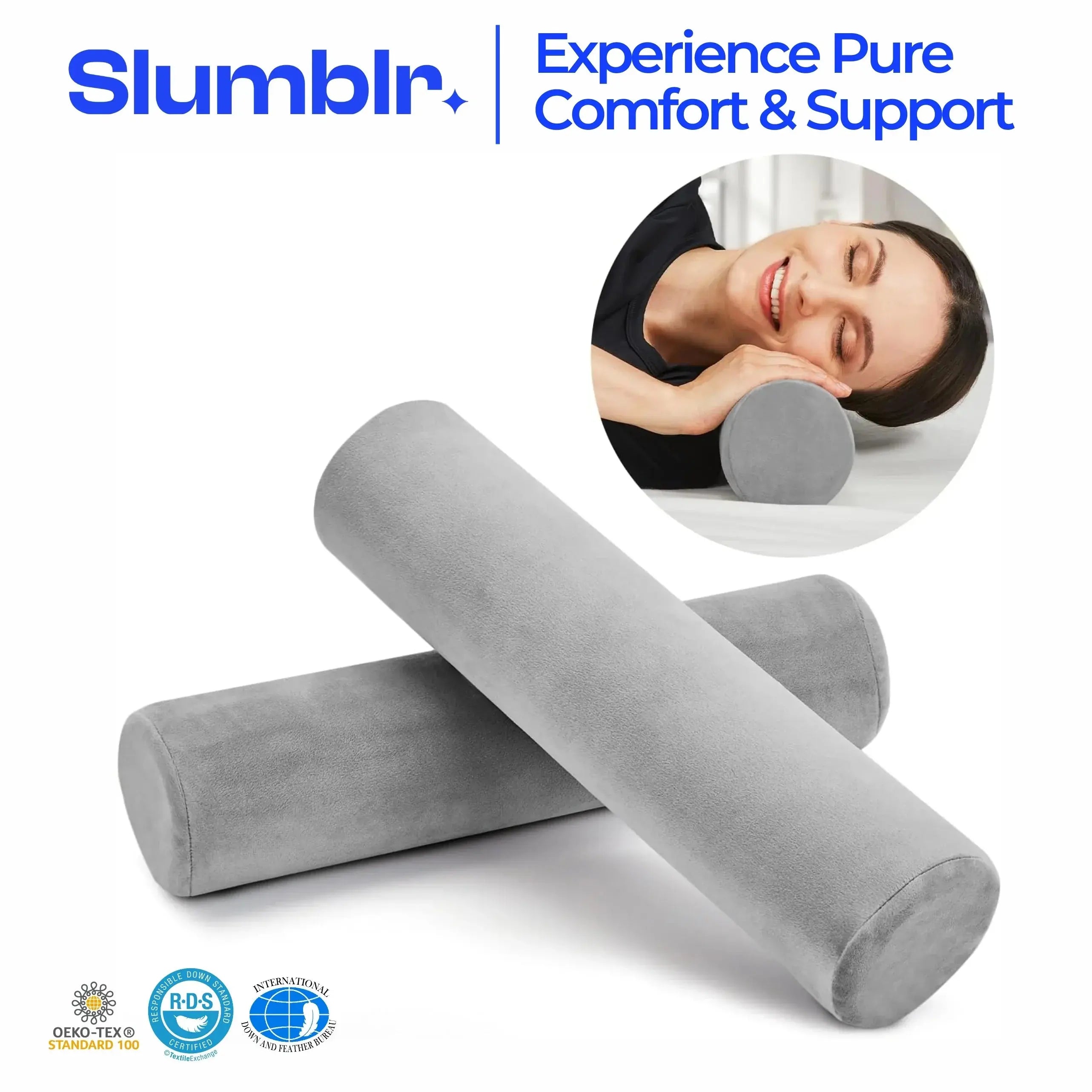 Slumblr® Neck Roll Bolster Pillow (2 Packs) Slumblr