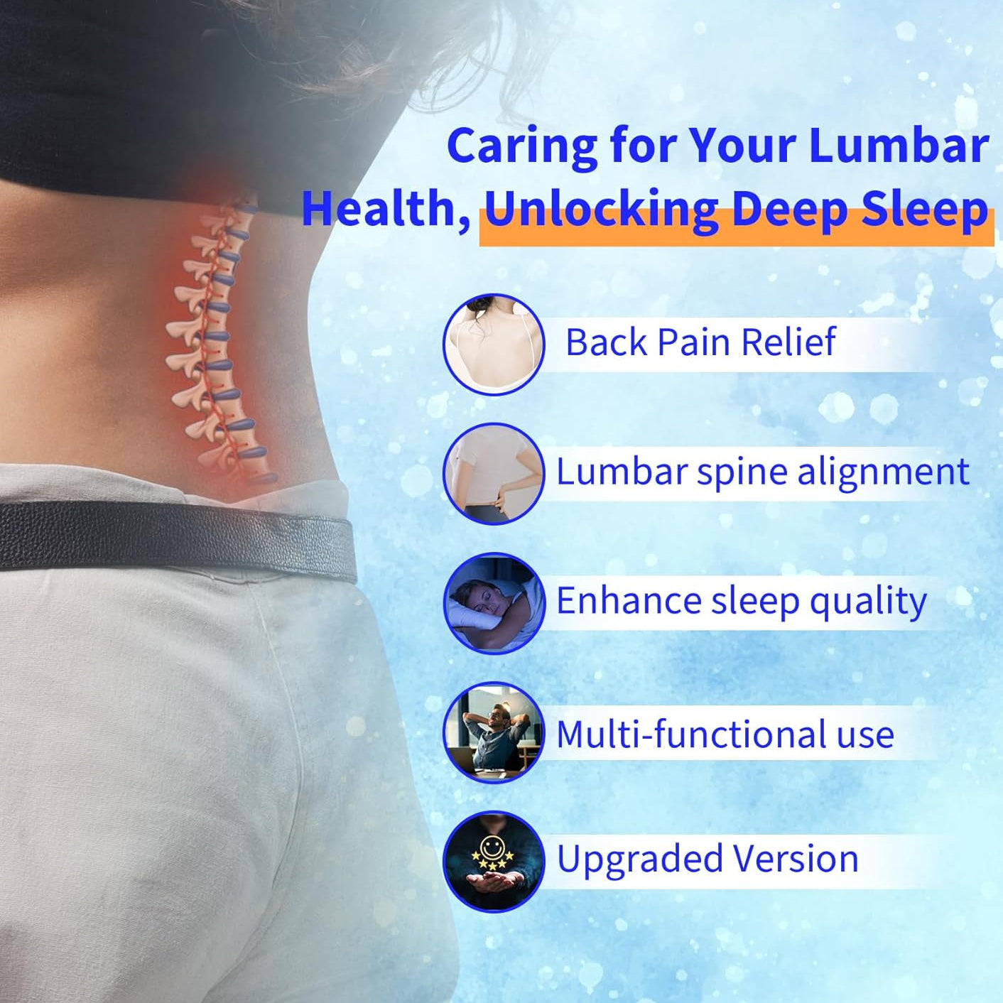 Lumbar Support Pillow for Back Pain Relief Memory Foam Comfort for Restful Sleep