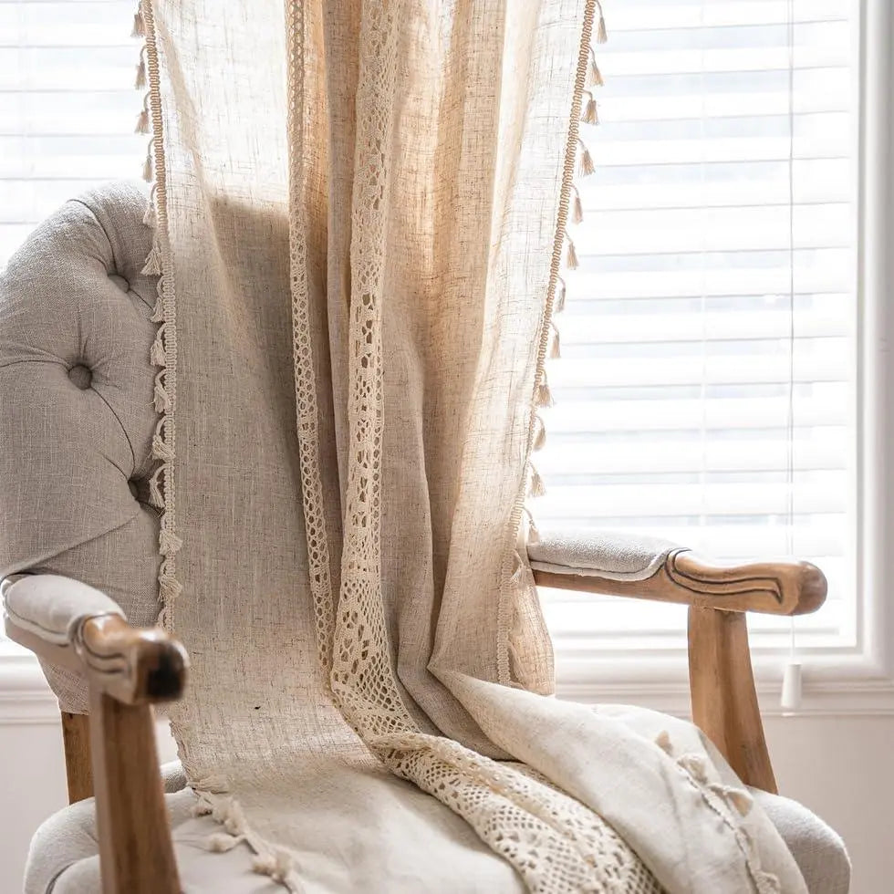 Slumblr® Boho Cotton Linen Curtain Set (2pcs) Slumblr