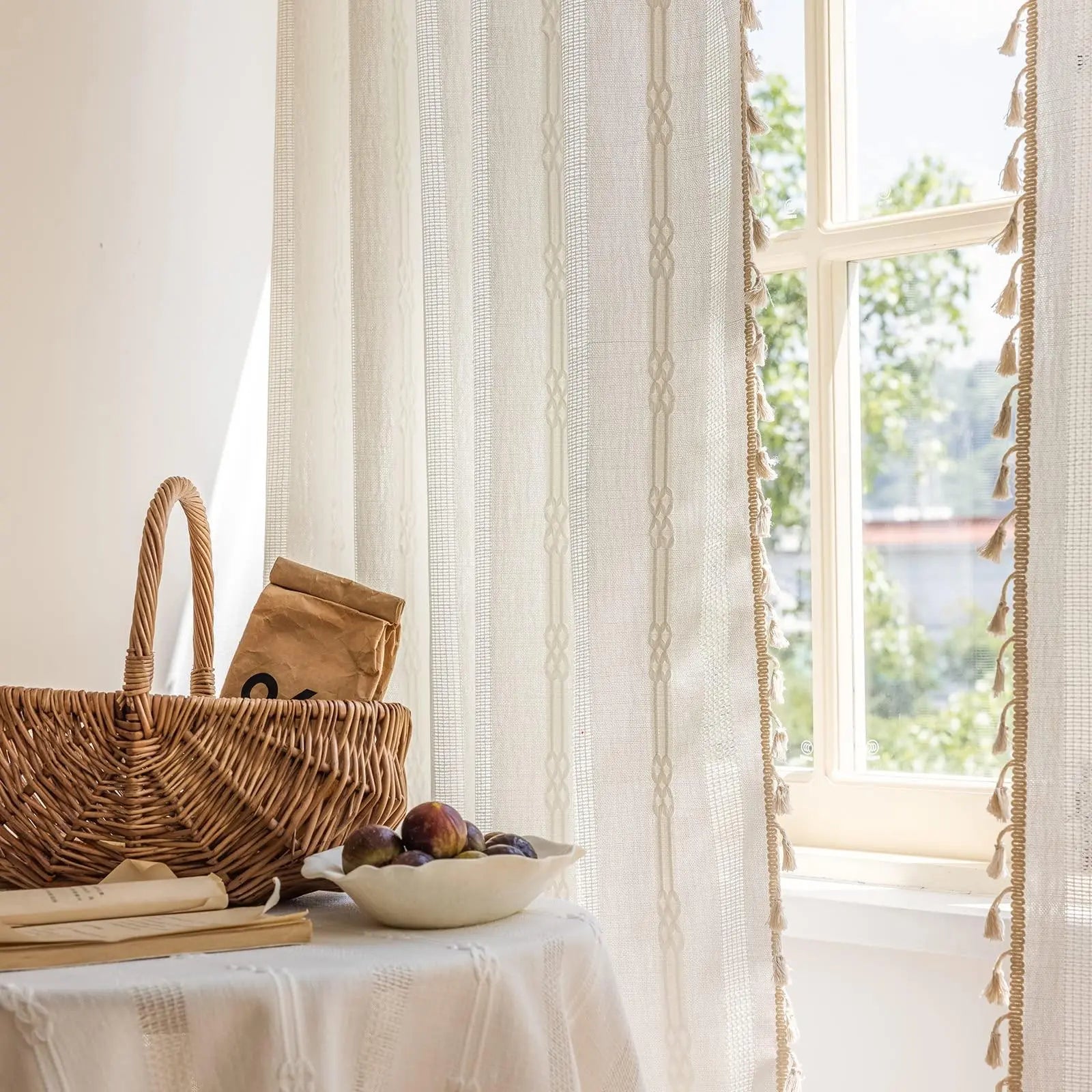 Slumblr® Jacquard Hollow White Tulle Curtains Slumblr