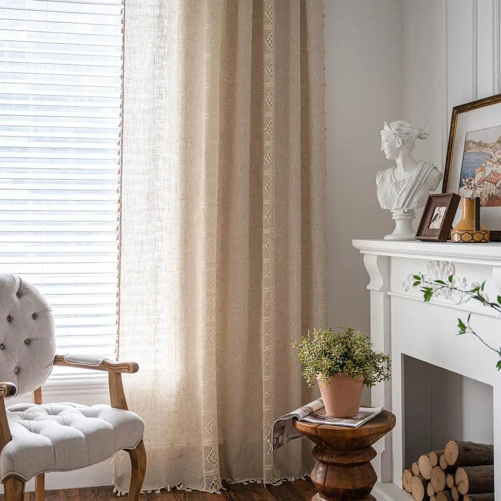 Slumblr® Boho Cotton Linen Curtain Set (2pcs) Slumblr