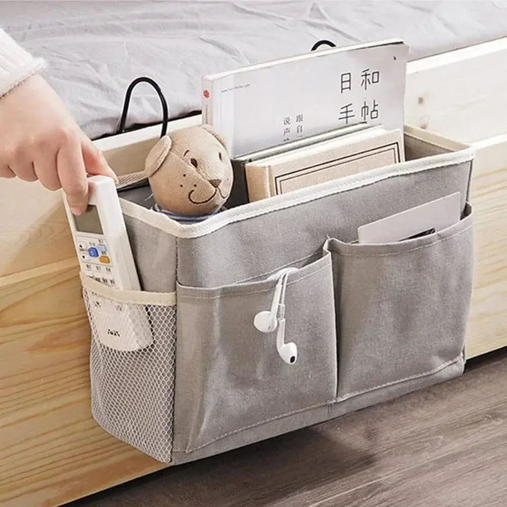 Slumblr® Hanging Cotton Linen Bedside Storage Bag Slumblr