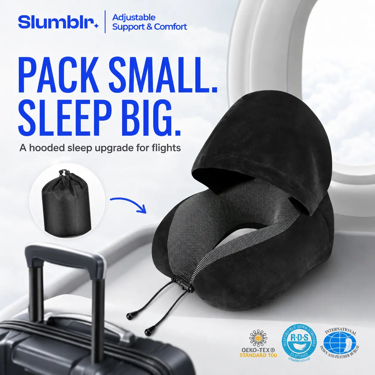 Slumblr® Hooded U-Shaped Travel Pillow