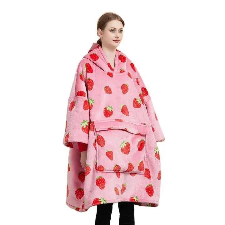 OEM Oversized Hoodie Wearable Blanket Sweatshirt Hoodie Blanket Heating Hooded Blanket with Sleeve for Women Adult and Kids