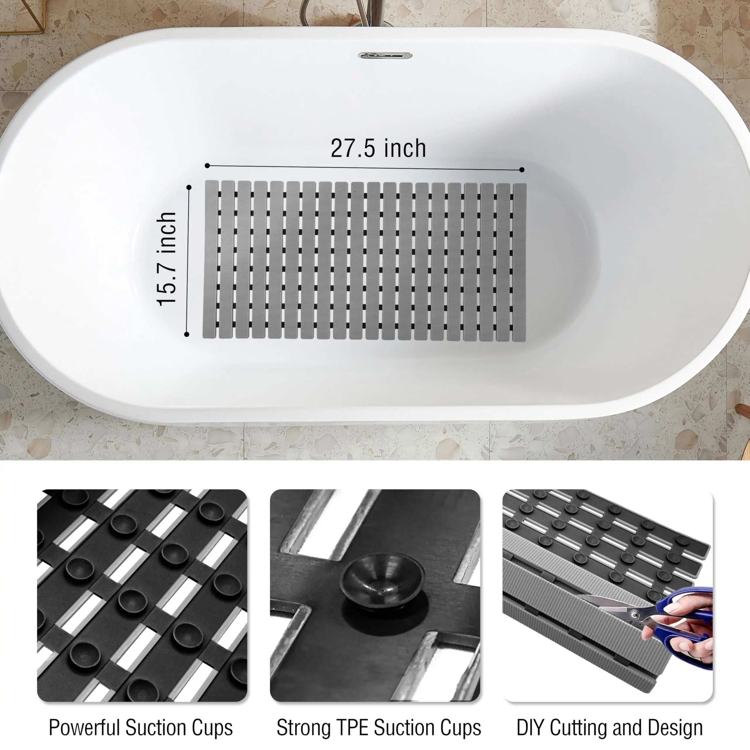 Slumblr® Non Slip Bathtub Mat with Drain Holes Slumblr