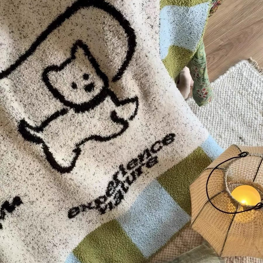 Category a Mother and Baby Natural Cute Puppy Half Velvet Blanket Nap Air-Conditioned Blanket Office Blanket Sofa Blanket
