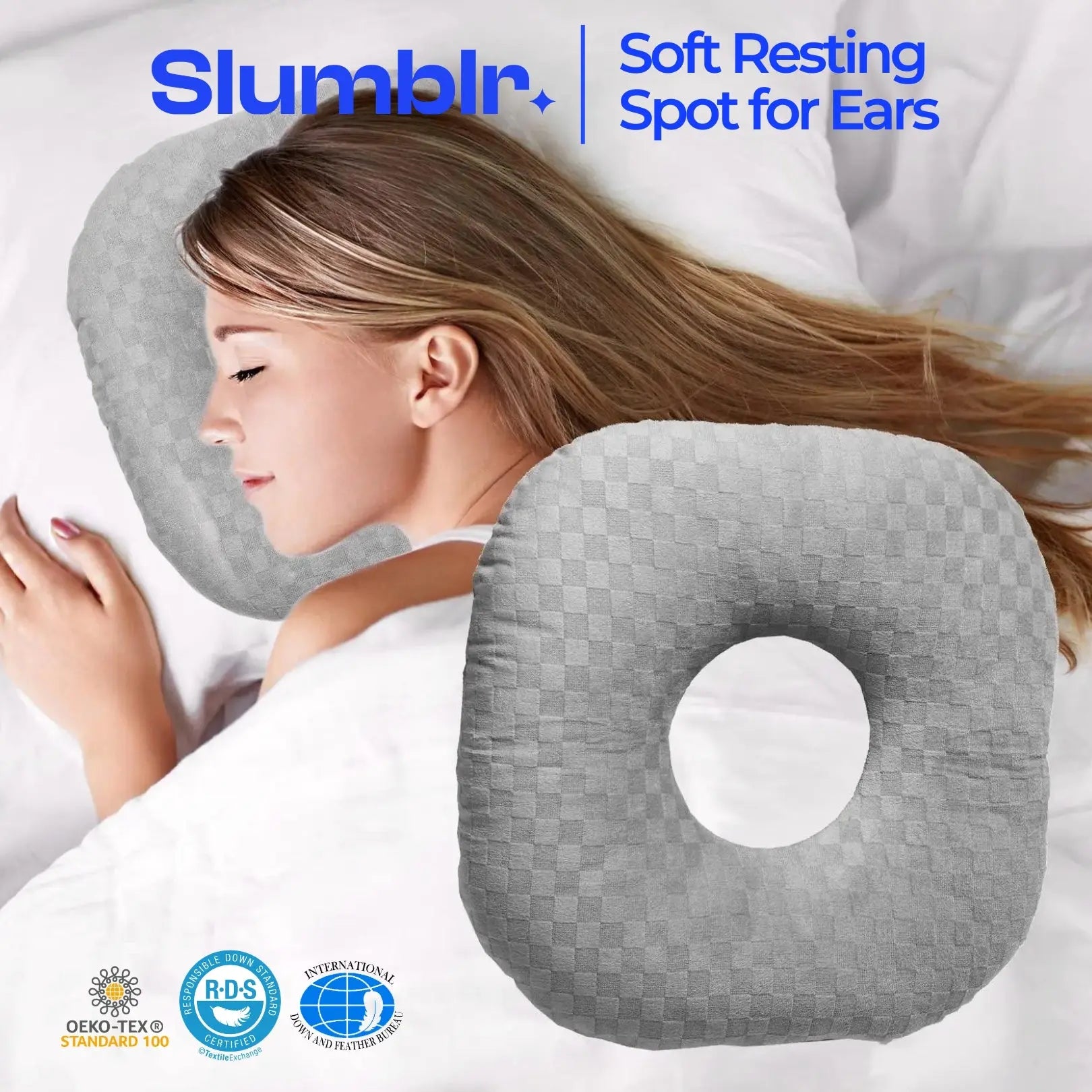 Slumblr® Cotton Adjustable Ear Pillow - Square Shape Slumblr