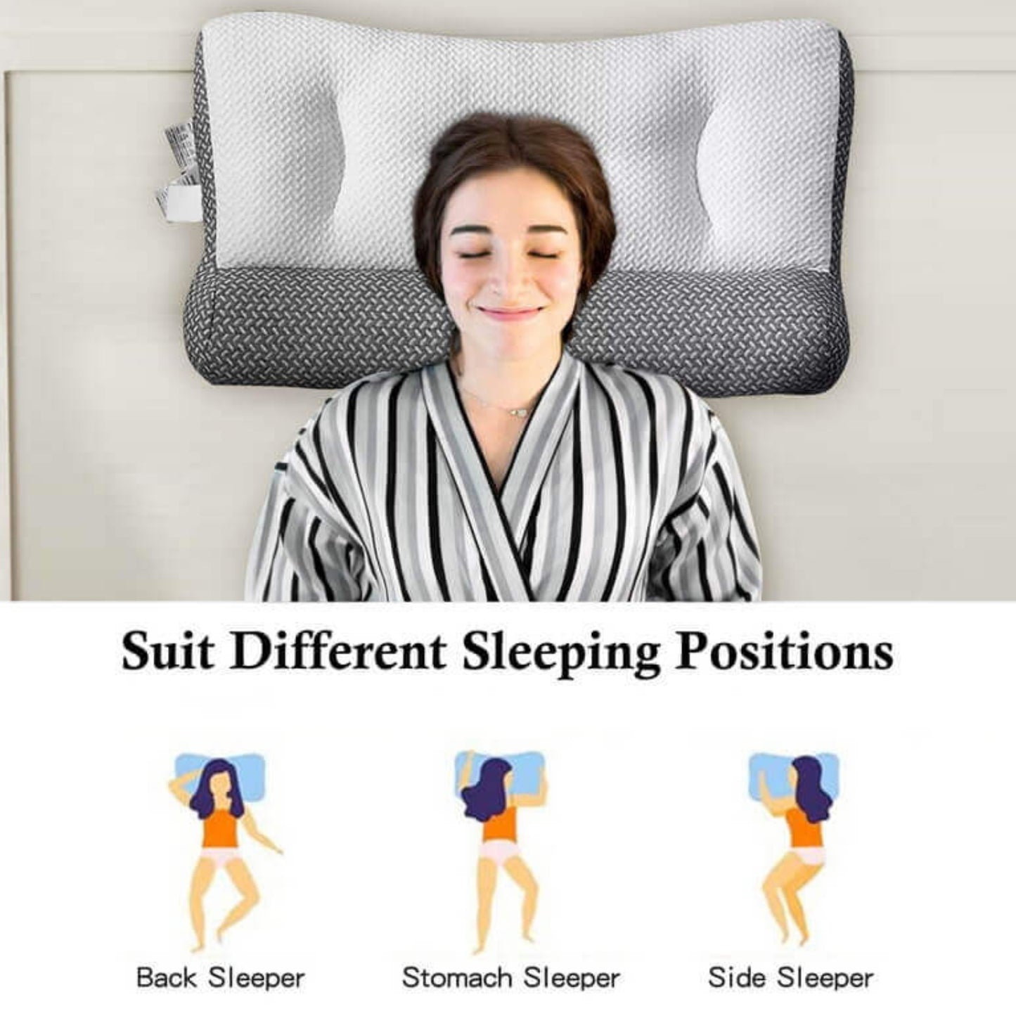 Slumblr® Ergonomic Memory Foam Pillow for Side Back Stomach Sleepers