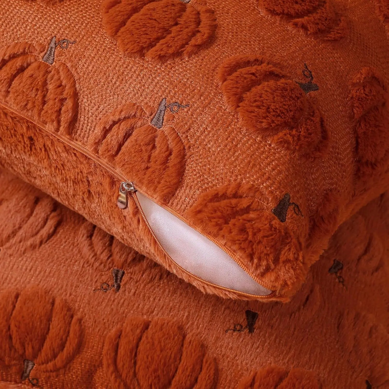 45x45cm Halloween Pumpkin Faux Fur Cushion Covers Embroidered PillowCases Couch Bedroom LivingRoom Decorative Throw PillowCovers