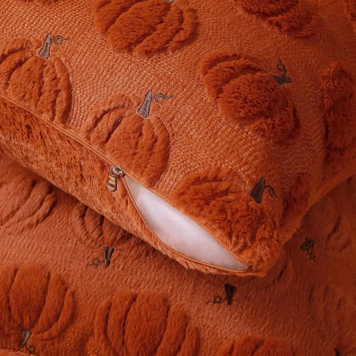 45x45cm Halloween Pumpkin Faux Fur Cushion Covers Embroidered PillowCases Couch Bedroom LivingRoom Decorative Throw PillowCovers