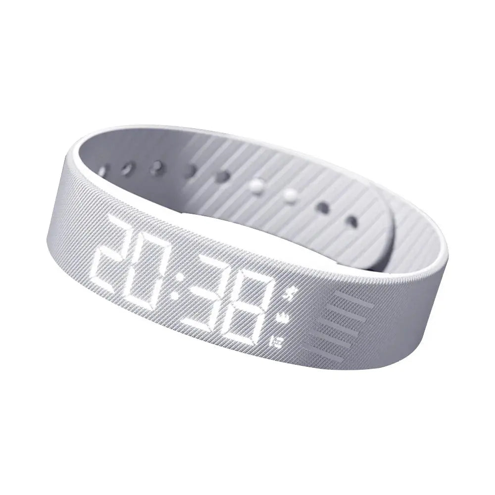 LED Digital Alarm Clock Watch Adjustable Silicone Snooze-proof Alarm Bracelet with Running Pedometer Waterproof Vibrating Alarm