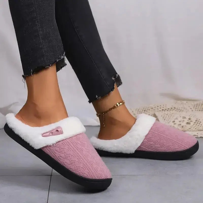 Platform Fluffy Slippers Women House Plush Fashion Designer Winter Shoes Ladies Flats Warm Home Casual Footwear Elegant Big Size