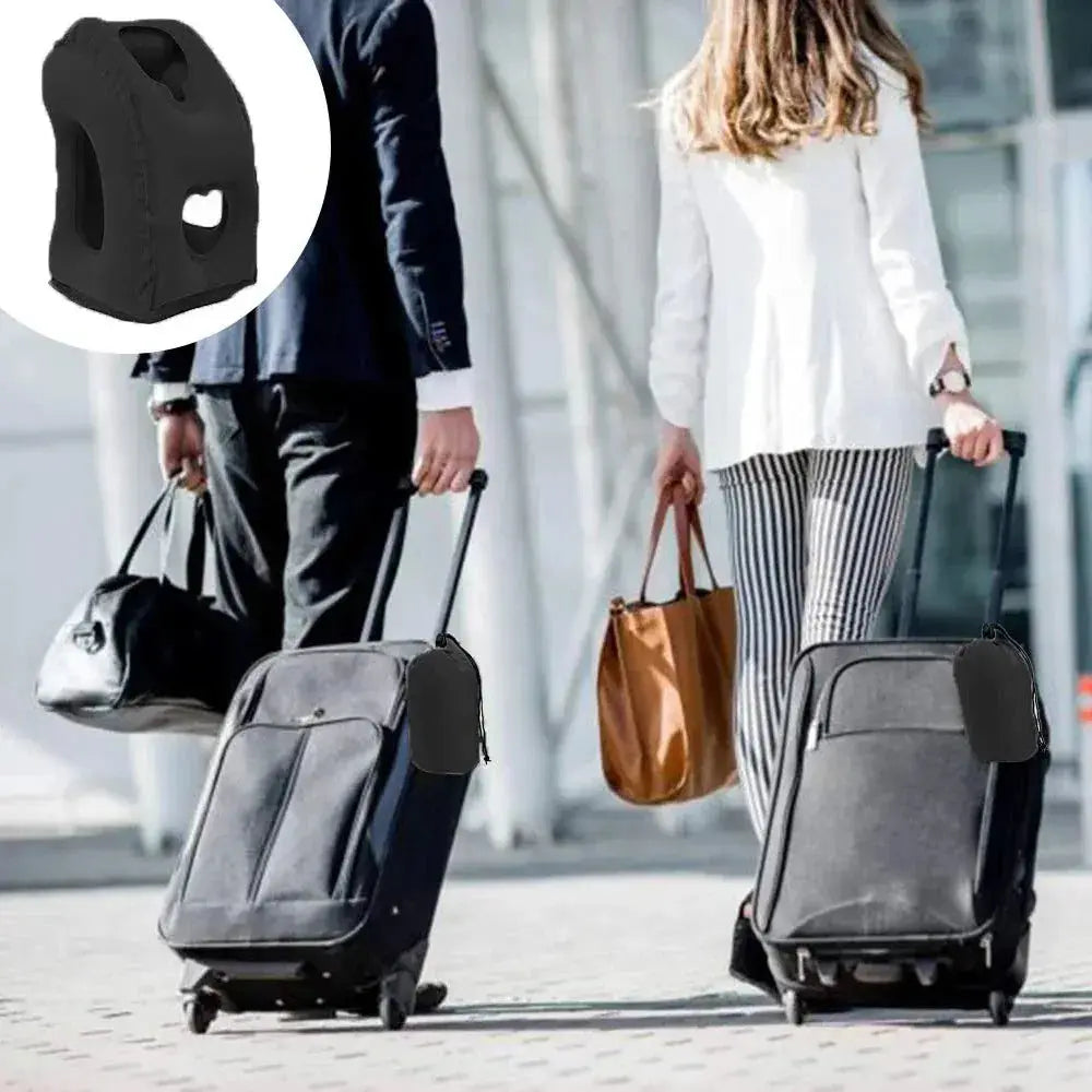 Inflatable Travel Pillow Portable Headrest Sleeping Bag Cushion Chin Neck Support for Outdoor Airplane Train Office and Home Use