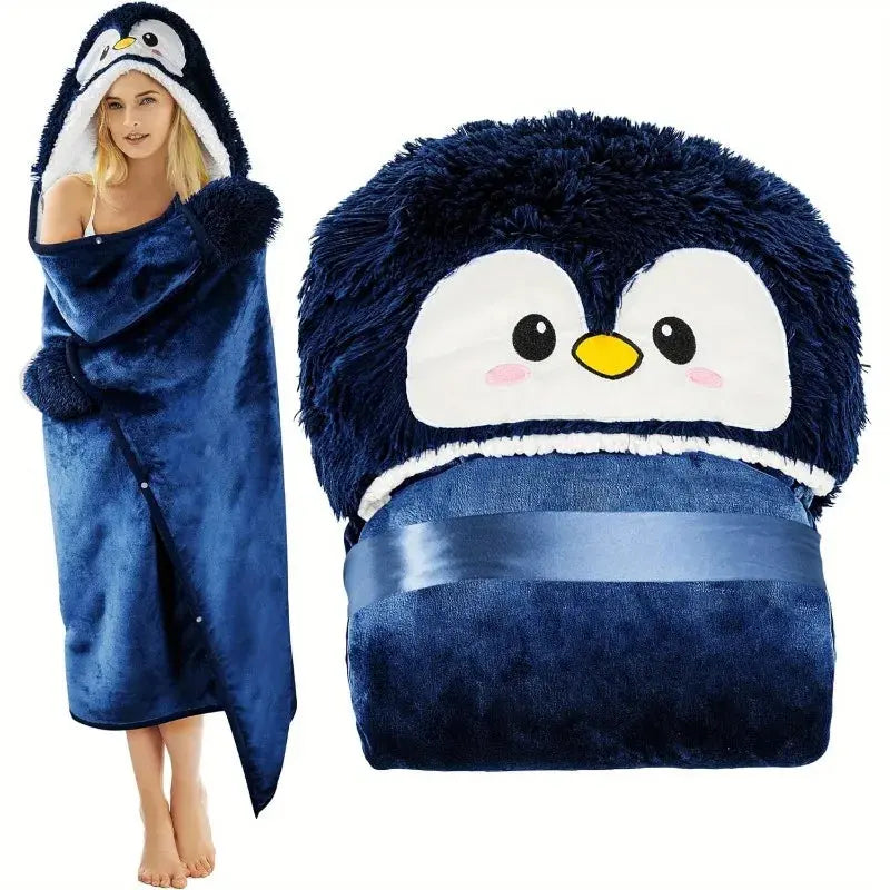 1pc soft penguin wearable blanket machine washable high quality microfiber polyester contemporary animal themed warm shawl