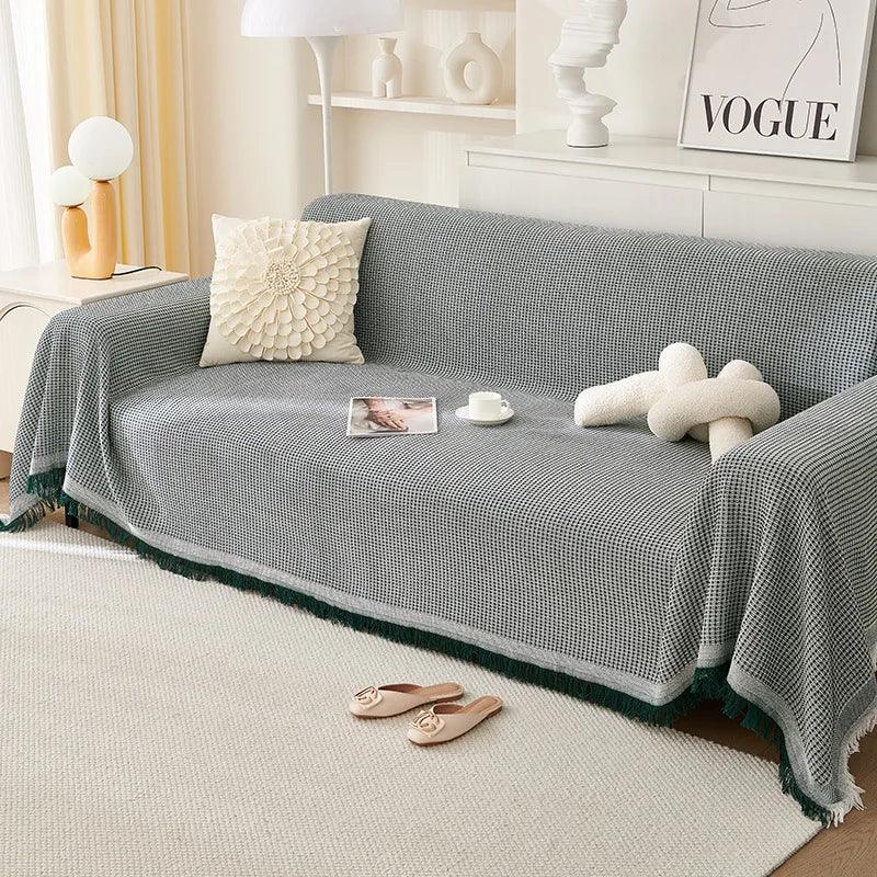 Sofa Towel with Full Coverage Ins Cream Wind Cotton Yarn Camping Blanket Sofa Cushion Cover All Season Universal All Inclusive