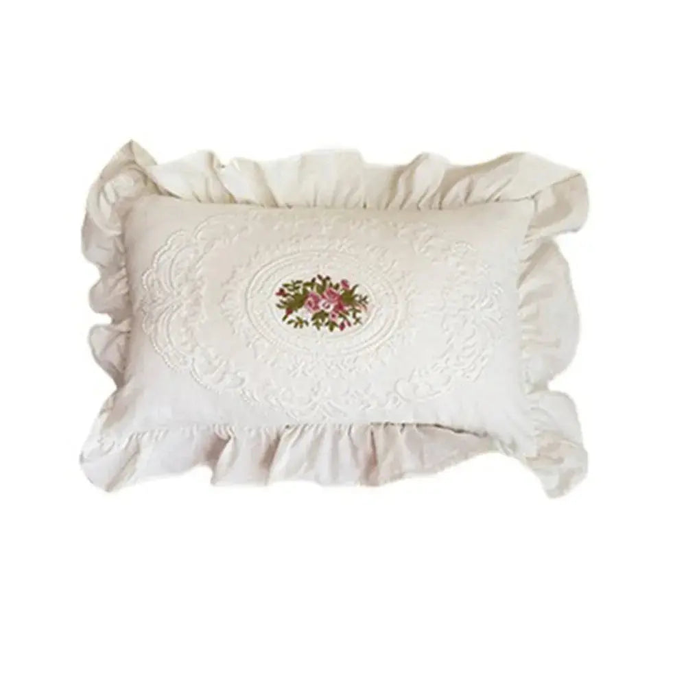 with Lotus Frill French Lace Pillow Cover Washed Material Comfortable Embroidered Cushion Cover Soft Pillow Shell Sofa