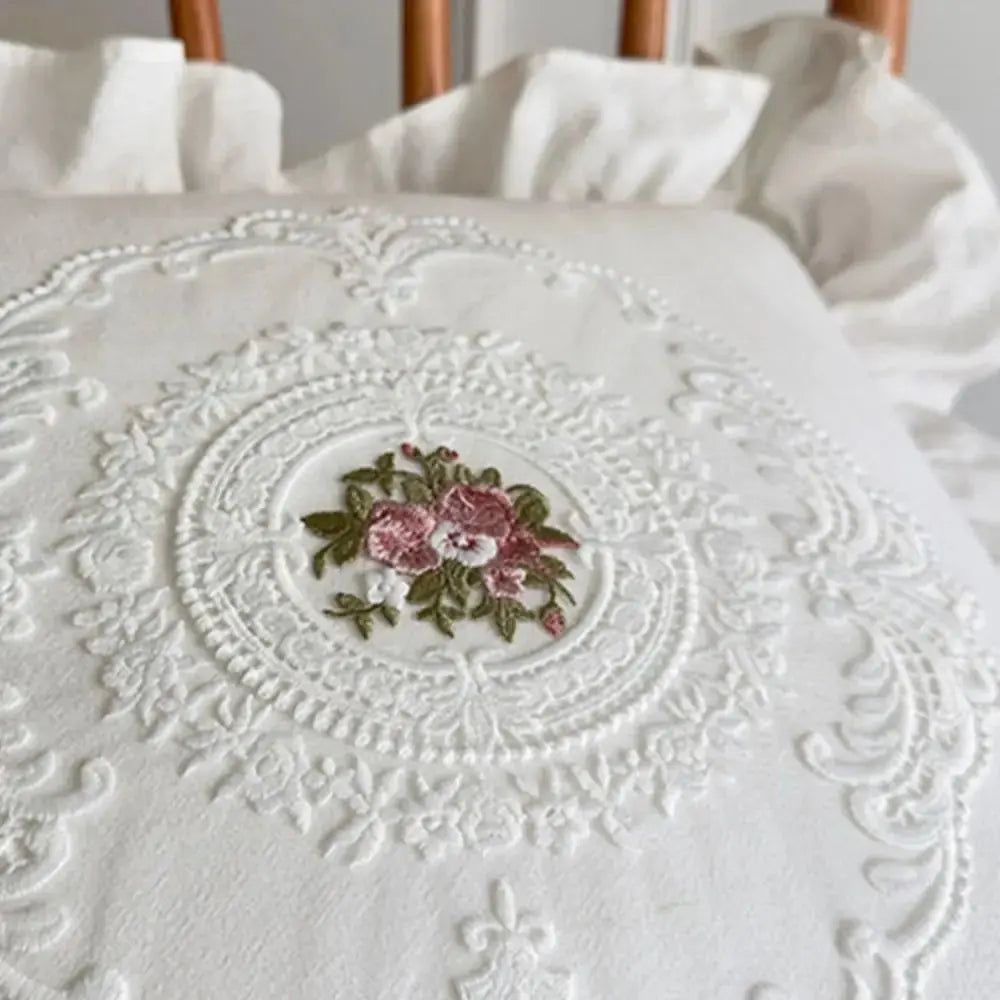 with Lotus Frill French Lace Pillow Cover Washed Material Comfortable Embroidered Cushion Cover Soft Pillow Shell Sofa