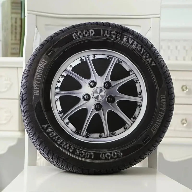 Car Tire-Shaped Throw Pillow Washable All-Season Cushion for Office Chair Sofa and Living Room Decor Children's Gifts