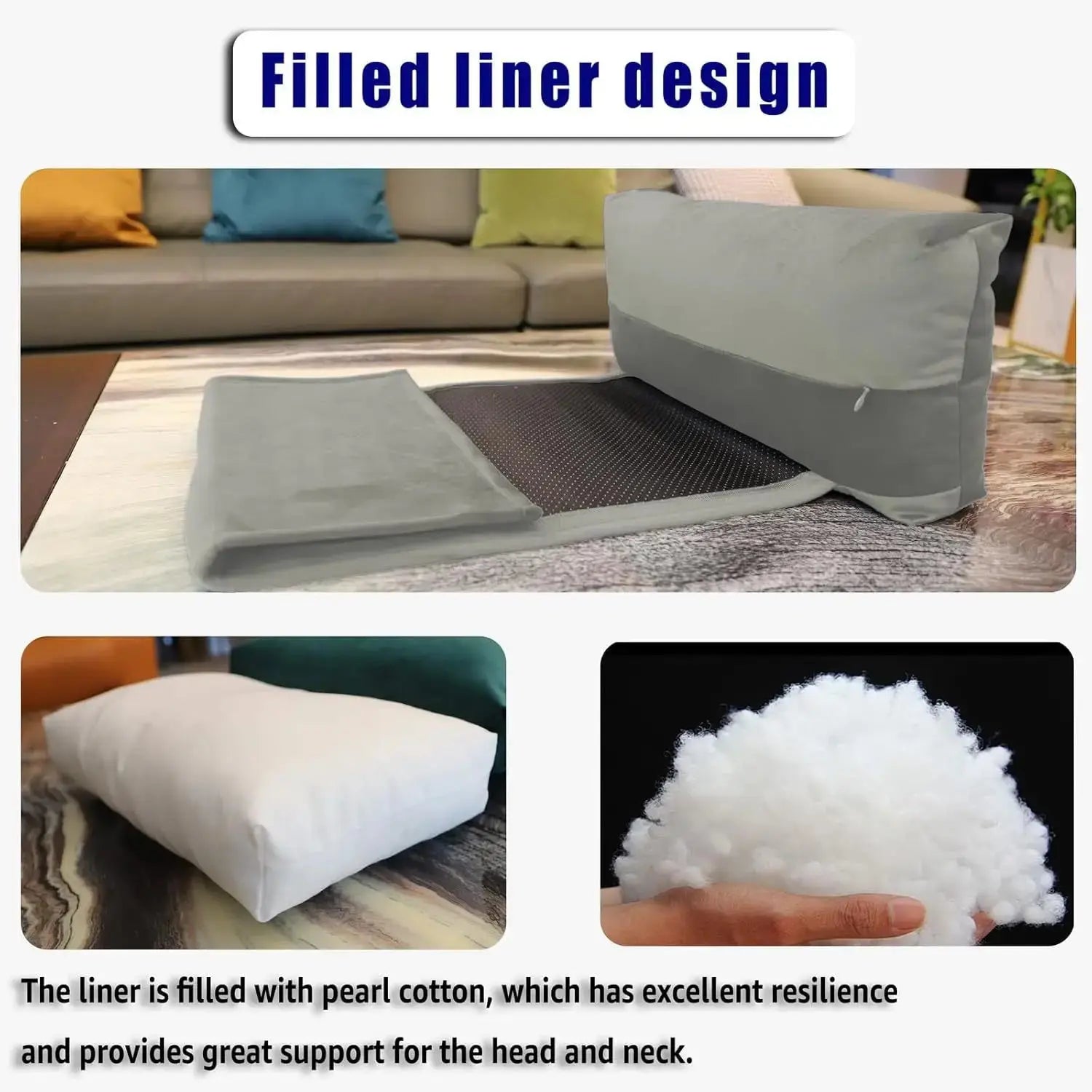New Fashion Velvet Chaise Lounge Headrest with Non-Slip Base Adjustable Fixed Neck Support Car Headrest