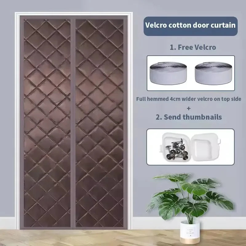 Waterproof Door Screen Coldproof Thicken Door Cutain with Cotton Warm Self-Closing Magnetic Screen Door in Winter for Household