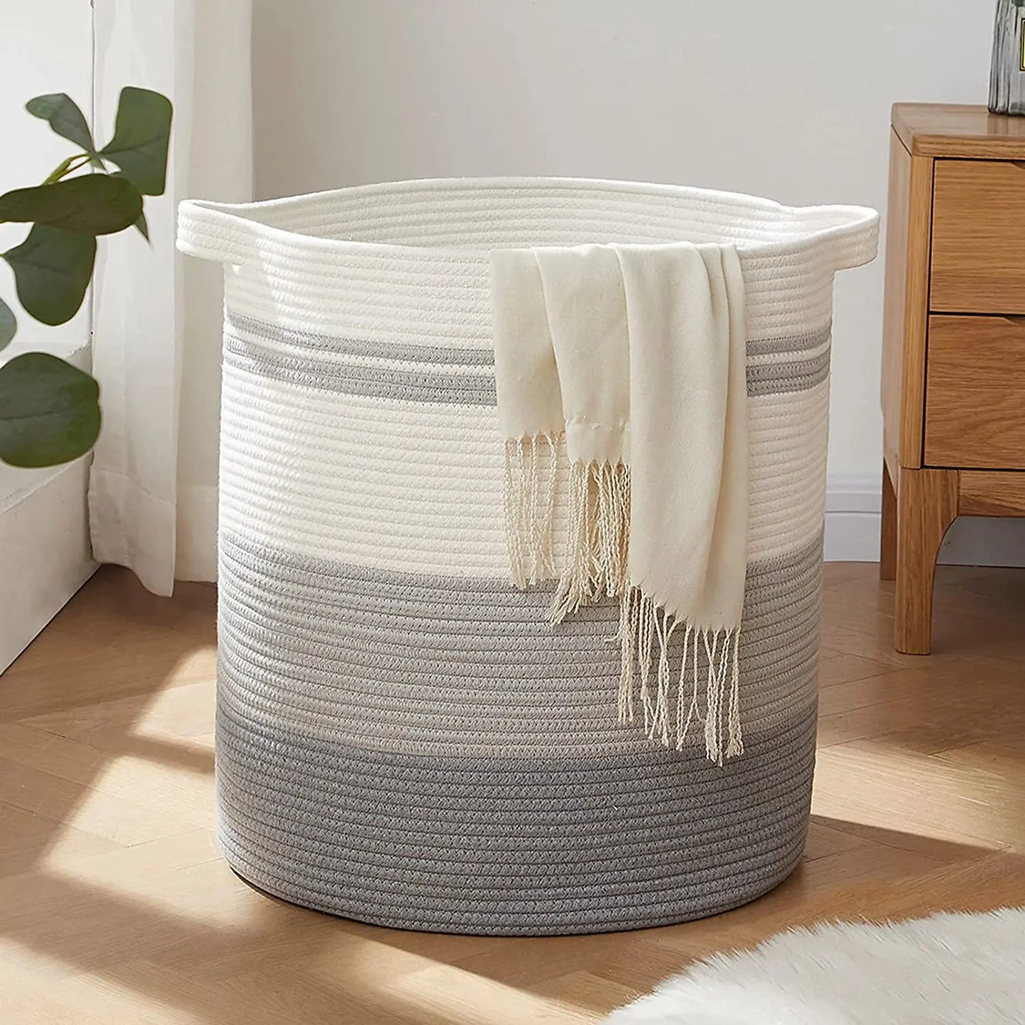 80L Laundry Baskets Hamper with Handles,Decorative Basket for Living room,Woven Storage Basket for Toys Bin,Pillows, Clothes