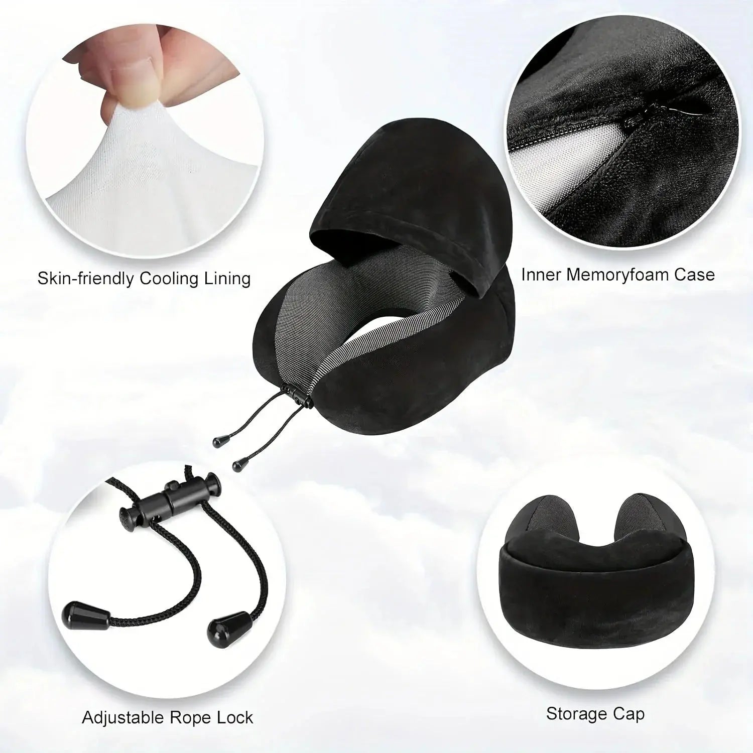 Slumblr® Hooded U-Shaped Travel Pillow Slumblr