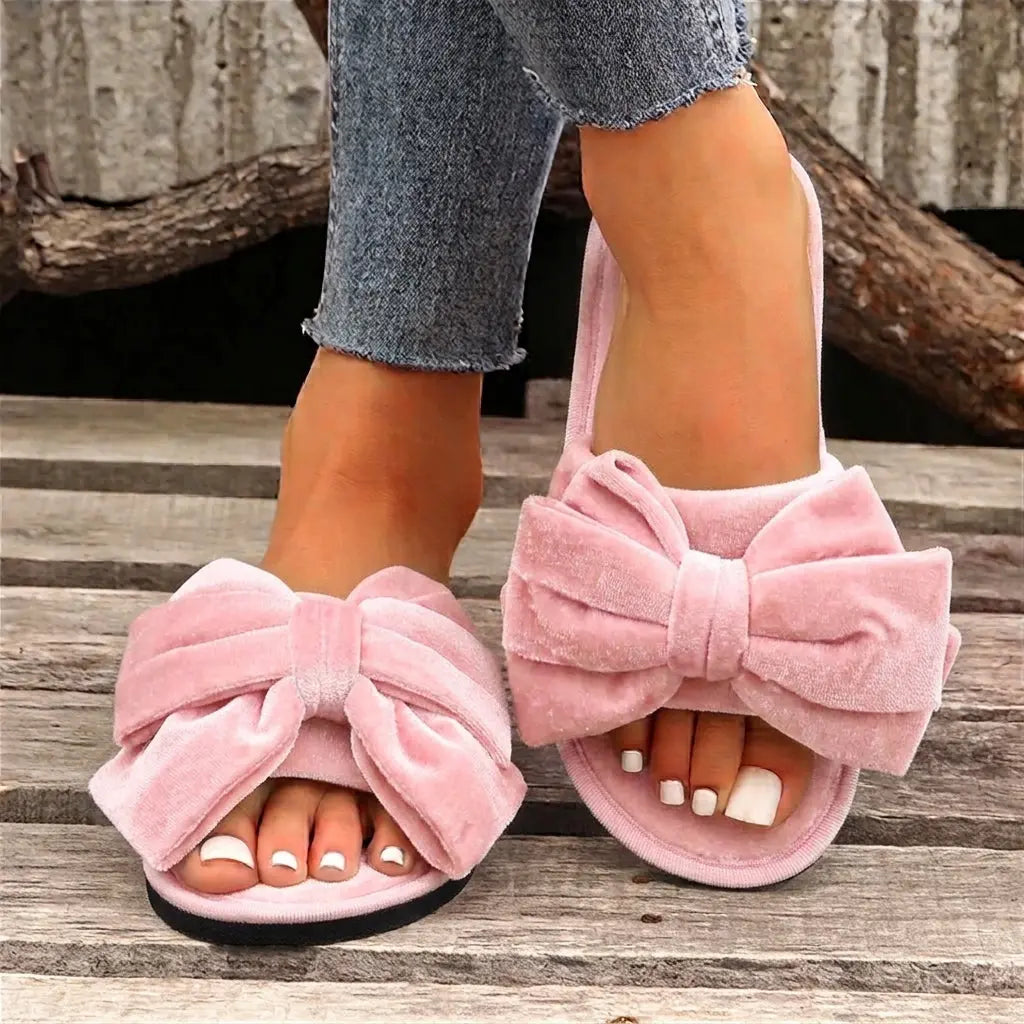 Slumblr® Velvet Bow Slippers Slumblr