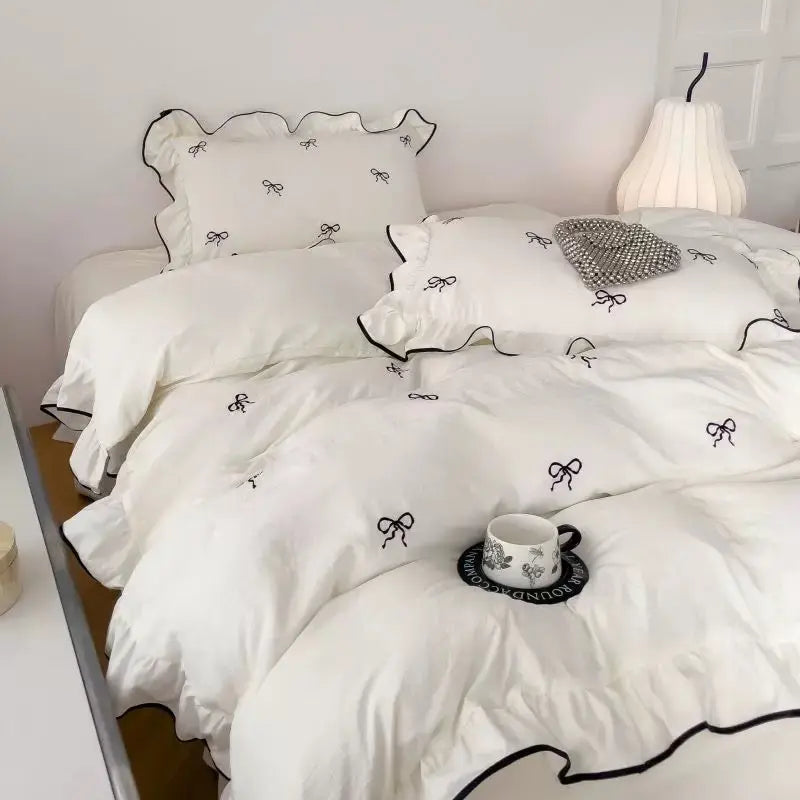 Slumblr® Ruffle Bow Duvet Cover Set (4 Pcs) Slumblr