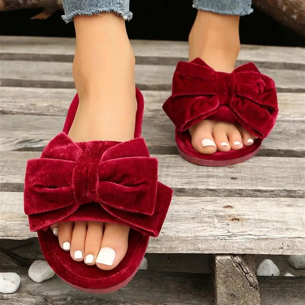Slumblr® Velvet Bow Slippers Slumblr