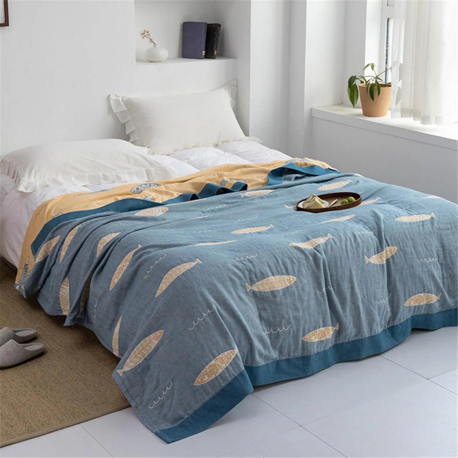 Slumblr® Fish Muslin Throw Blanket Slumblr