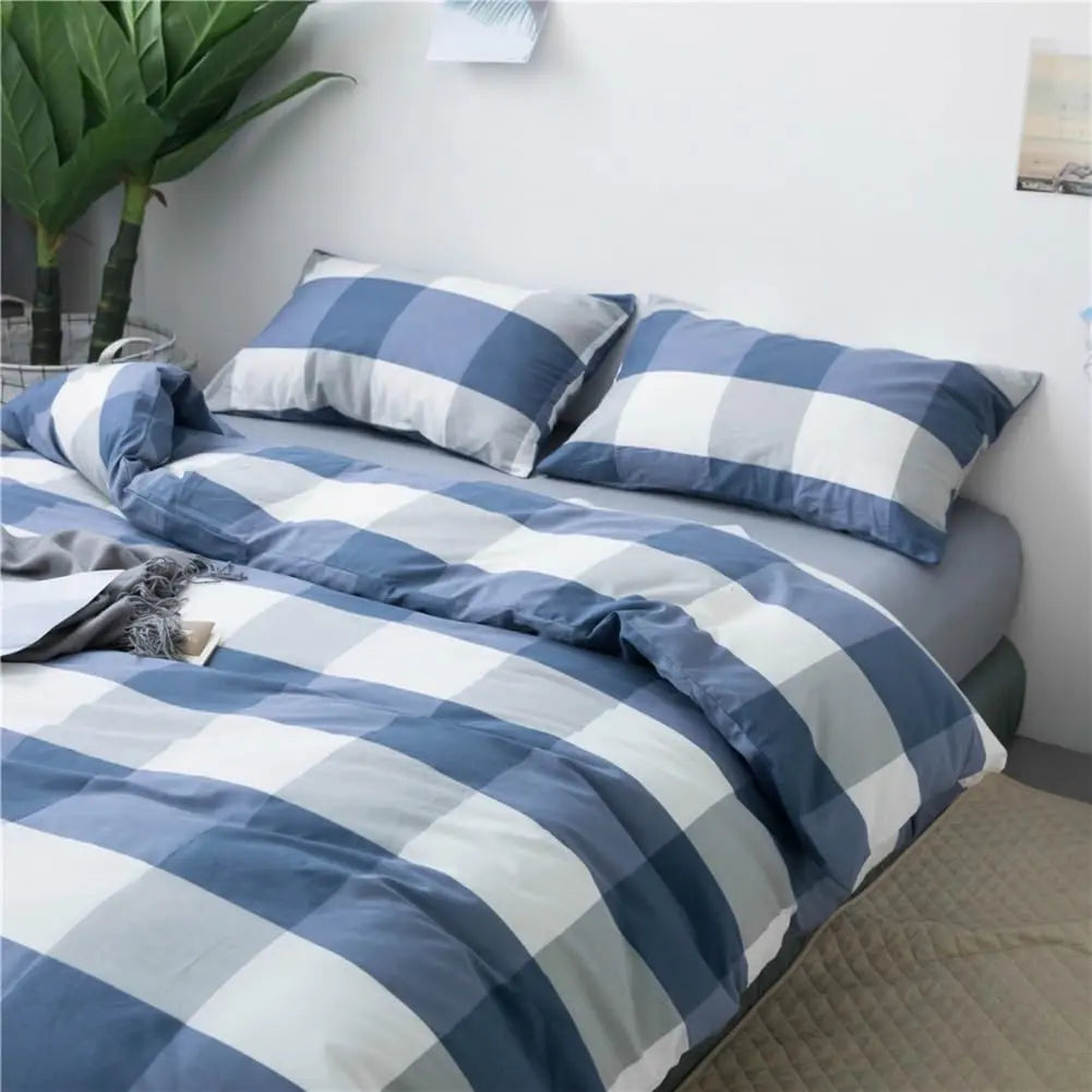 Slumblr® White Grid Washed Cotton Duvet Cover Set Slumblr