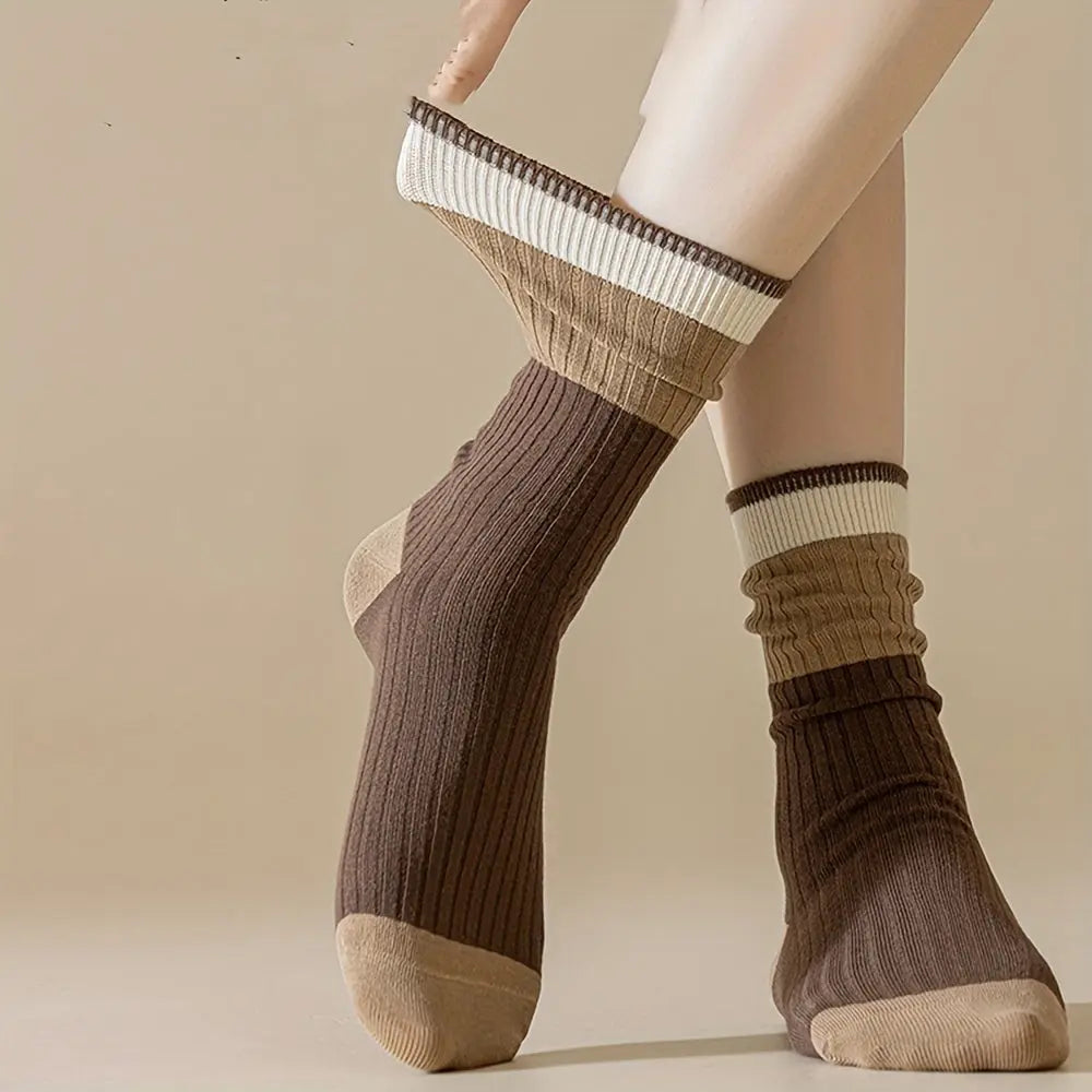 Slumblr® Brown Striped Crew Socks (5 Pairs) Slumblr