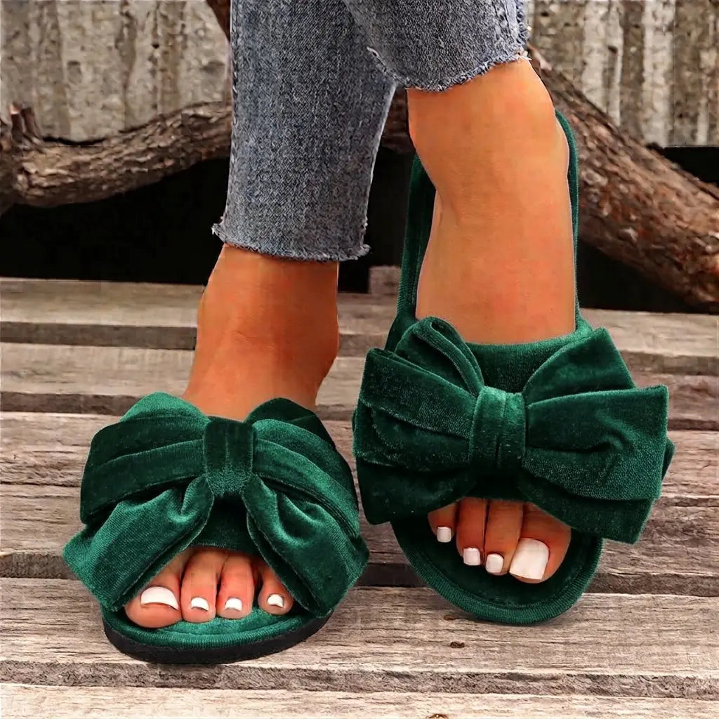 Slumblr® Velvet Bow Slippers Slumblr
