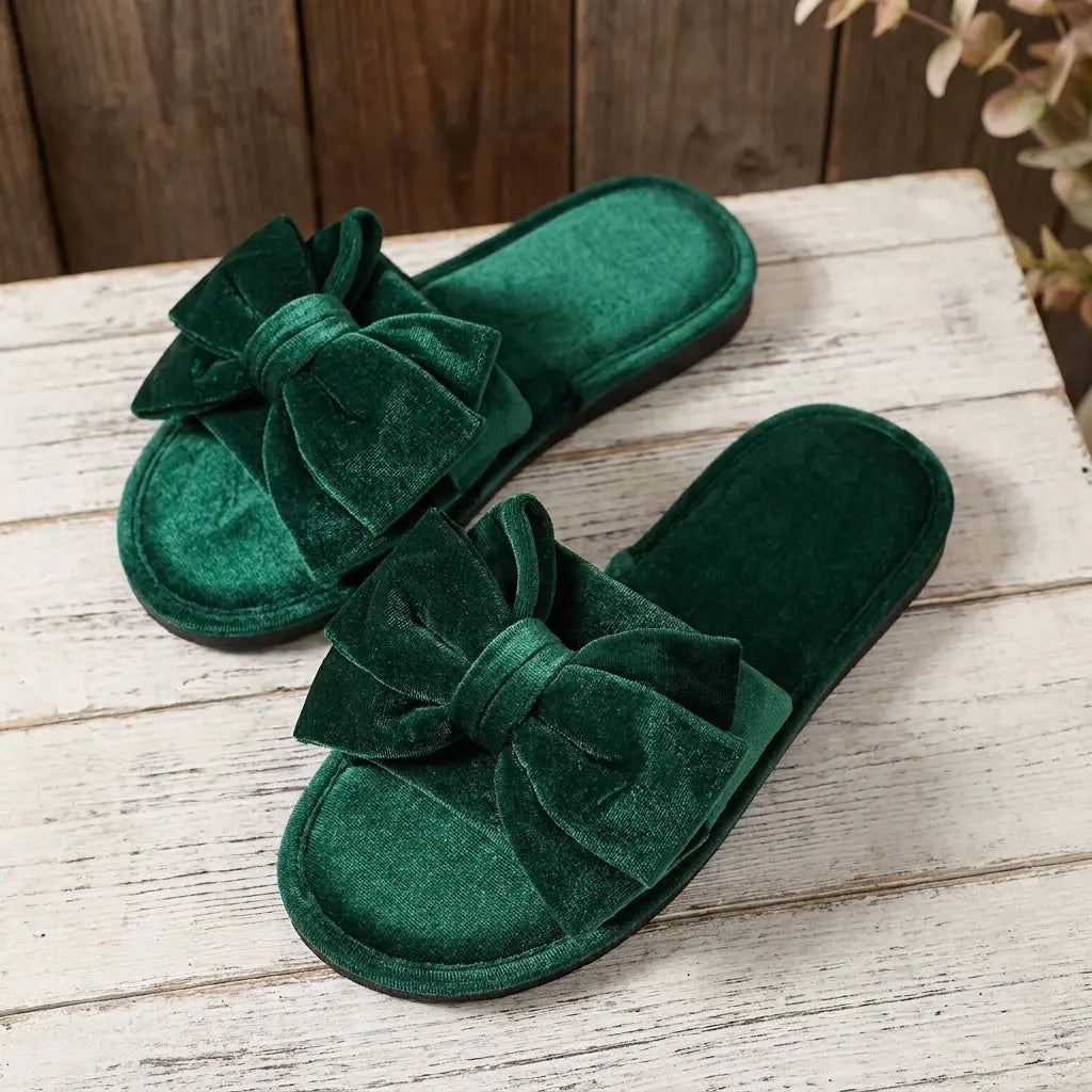 Slumblr® Velvet Bow Slippers Slumblr