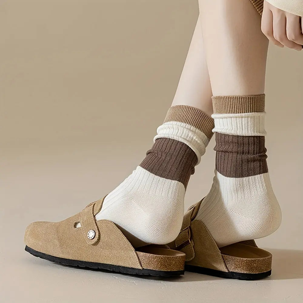 Slumblr® Brown Striped Crew Socks (5 Pairs) Slumblr