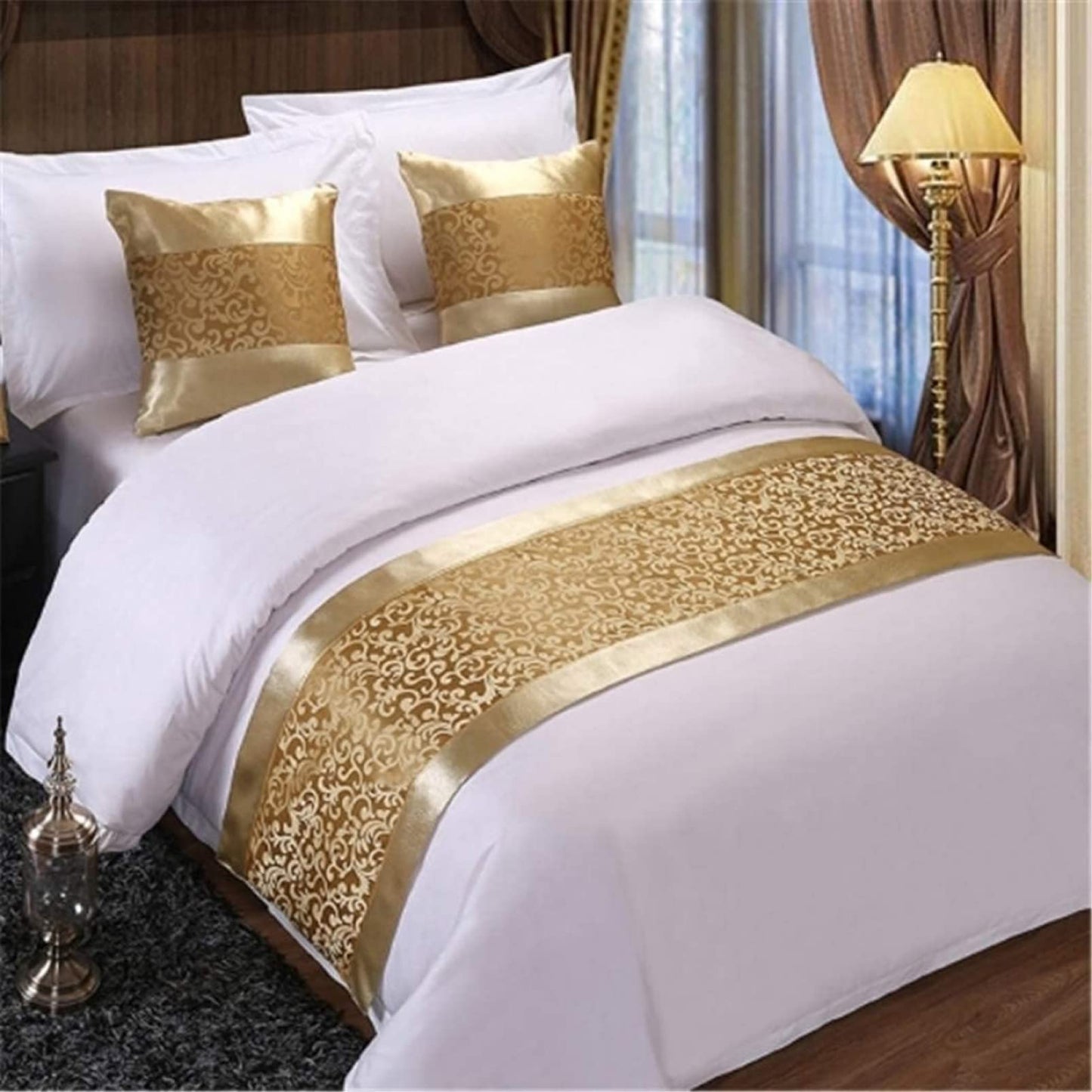 Slumblr® Champagne Floral Queen Bed Runner Bedding Scarf