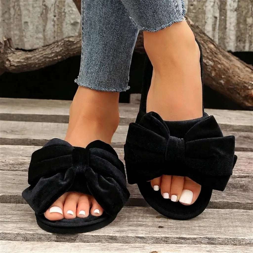 Slumblr® Velvet Bow Slippers Slumblr
