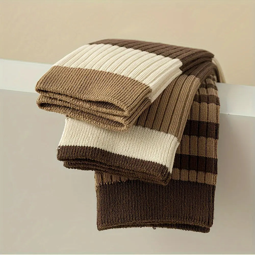 Slumblr® Brown Striped Crew Socks (5 Pairs) Slumblr