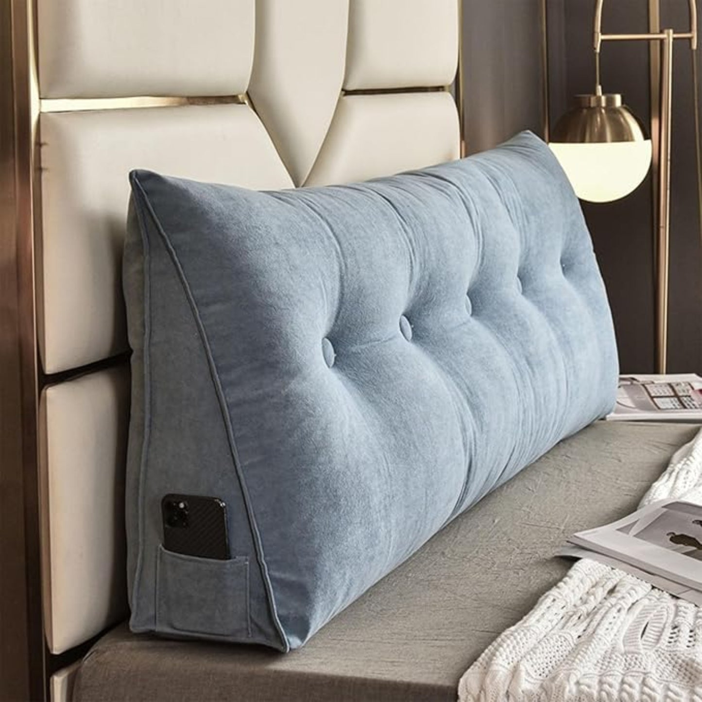 Slumblr® Large Triangle Headboard Pillow Ergonomic Wedge Backrest