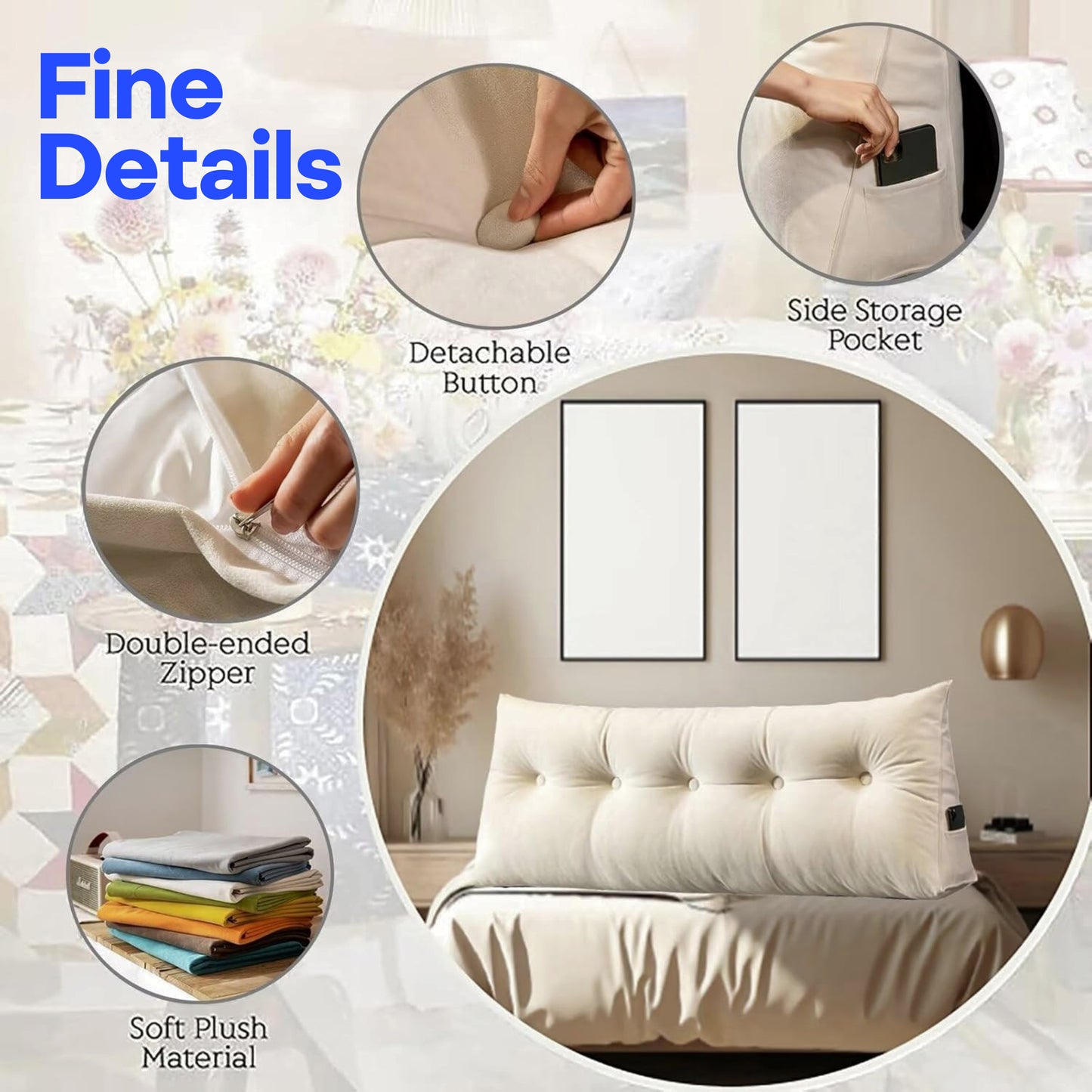 Slumblr® Large Triangle Headboard Pillow Ergonomic Wedge Backrest