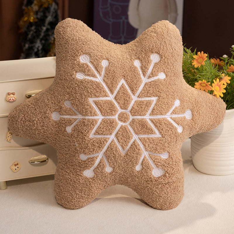 36CM Christmas Gingerbread Man Snowflake House Plush Pillow Toys Biscuit Peluche Stuffed Cookie Soft Doll Room Decoration Gifts