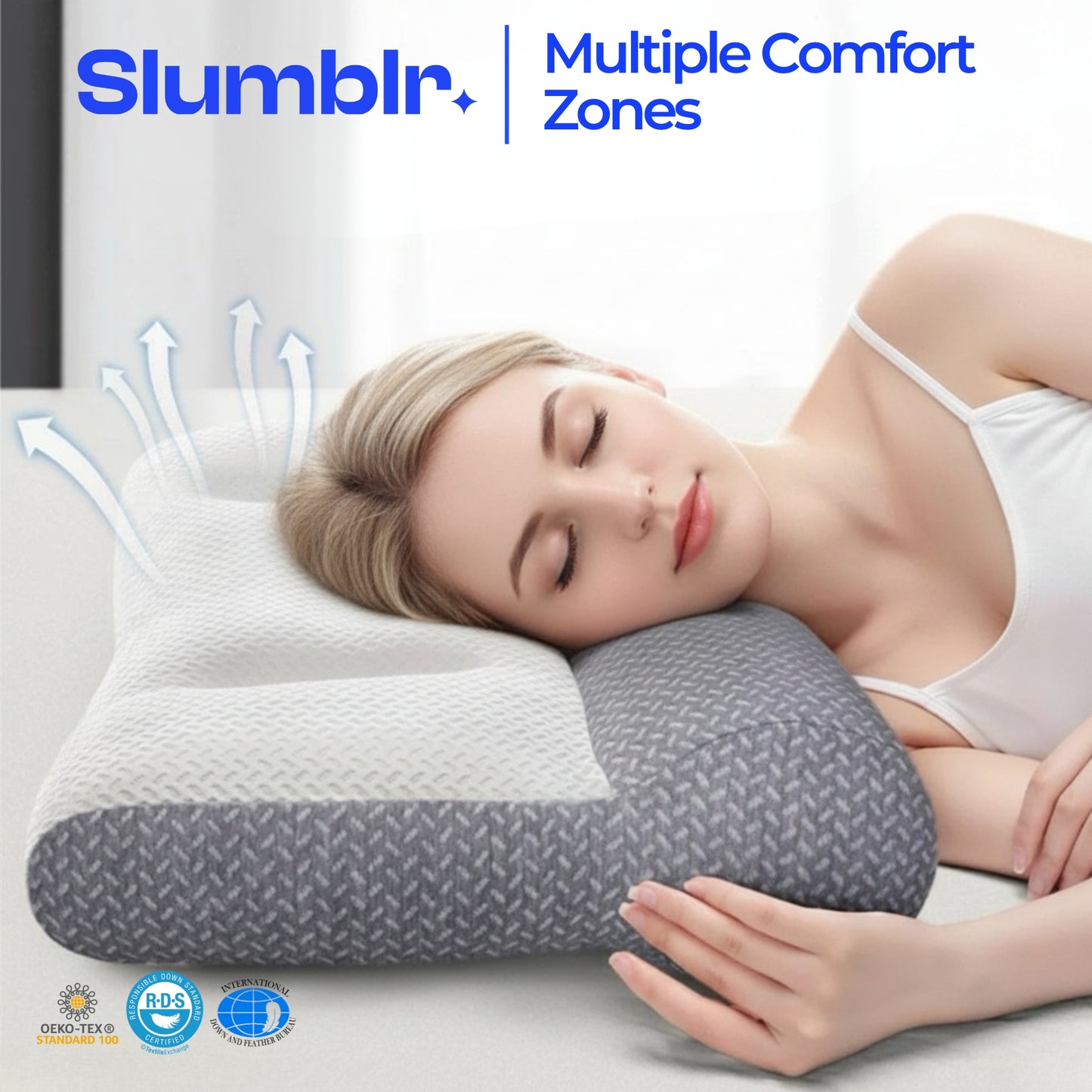 Slumblr® Ergonomic Memory Foam Pillow for Side Back Stomach Sleepers