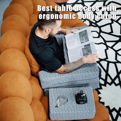 Bespilow Extra Large Reading & Gaming Pillow with Coaster - Adjustable Lap Desk for Reading, Gaming, Working & Writing, Arm Rest for Adults on Bed/Sofa/Floor/Couch, Ideal for Switch Gaming