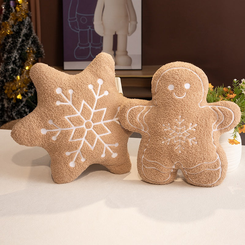 36CM Christmas Gingerbread Man Snowflake House Plush Pillow Toys Biscuit Peluche Stuffed Cookie Soft Doll Room Decoration Gifts