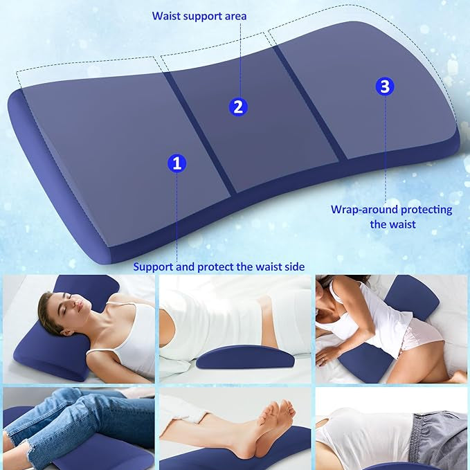 Lumbar Support Pillow for Back Pain Relief Memory Foam Comfort for Restful Sleep