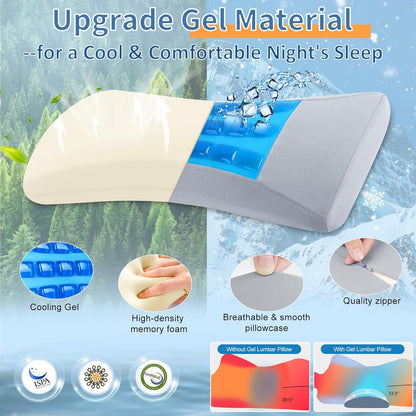 Lumbar Support Pillow for Back Pain Relief Memory Foam Comfort for Restful Sleep