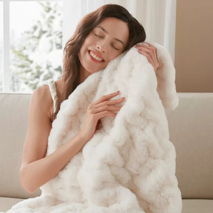 Slumblr® Ruched Faux Fur Cozy Throw Blanket